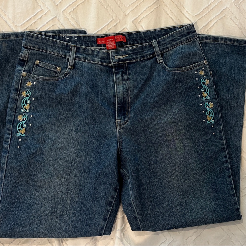 Cosmopolitan Dark Blue Embroidered Women’s Jeans